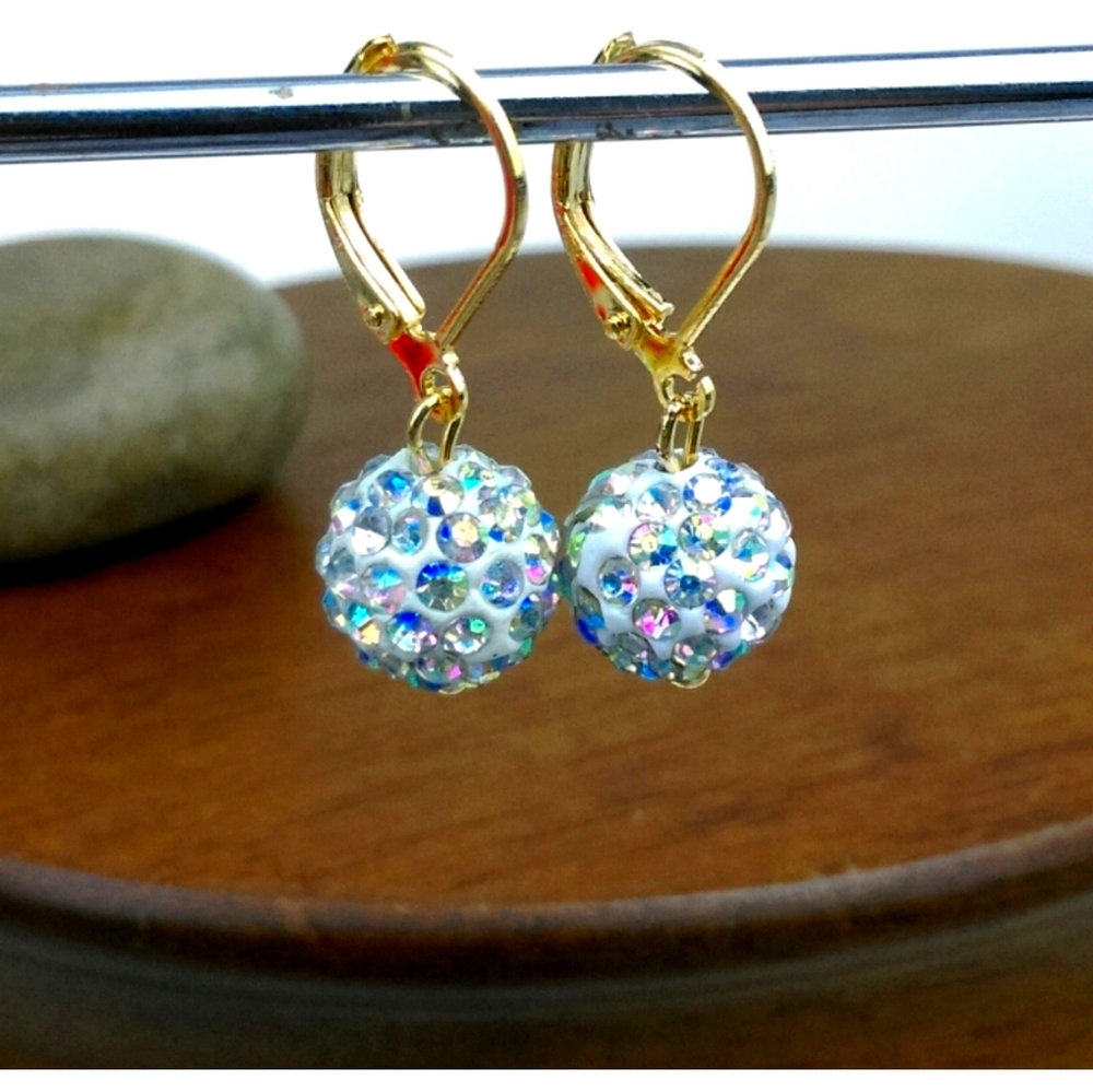 Iridescent Rhinestone Earrings